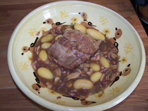 Rôti de porc aux lardons