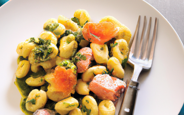 Gnocchis au pistou, au saumon et aux moules de bouchot