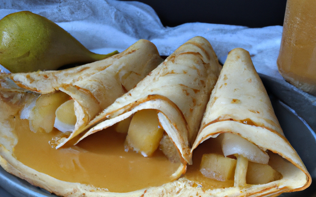 Crêpes bretonnes poires et caramel beurre salé