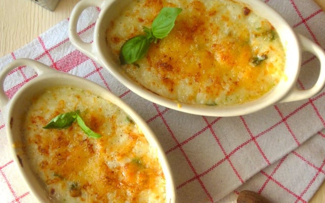 Gratin de christophine, sauce béchamel au roquefort