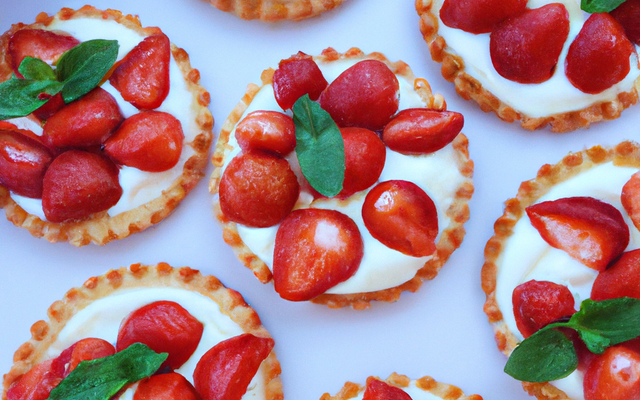Tartelettes aux fraises sur sablé et crème mascarpone vanillée