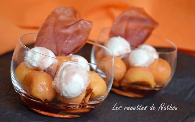 Verrines de melon et chèvre au sirop de Porto
