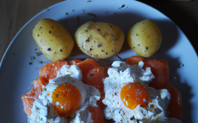 Pommes de terre au Cottage Cheese et aux œufs de saumon