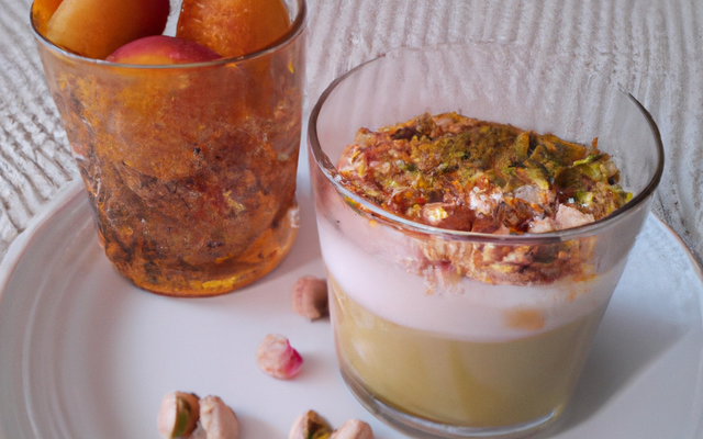 Capuccino de pêches glacées aux pistaches