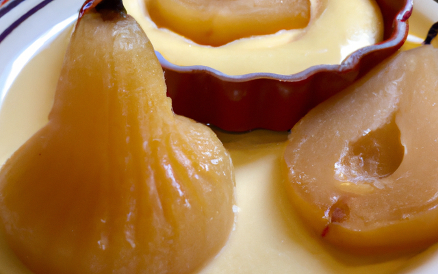Poire pochée à la vanille et crème d'amande