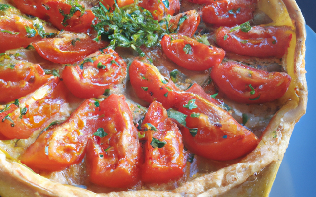 Tarte au thon, coulis de tomates et herbes