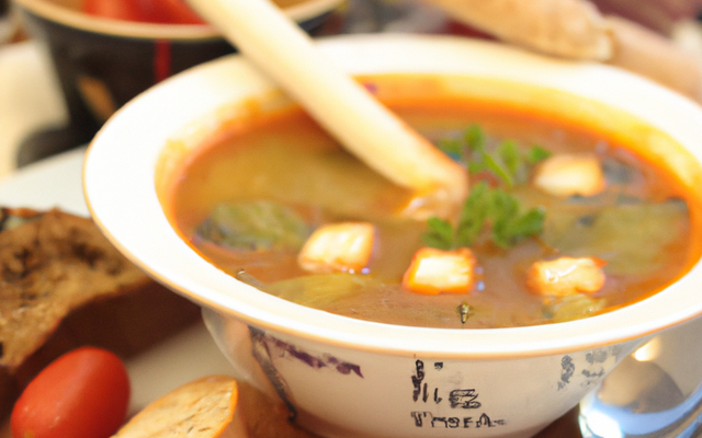 Potage cultivateur avec baguette grillée