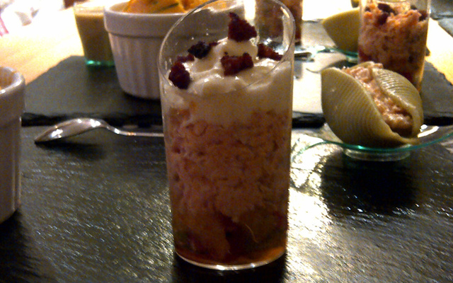 Verrine poivrons saumon chèvre