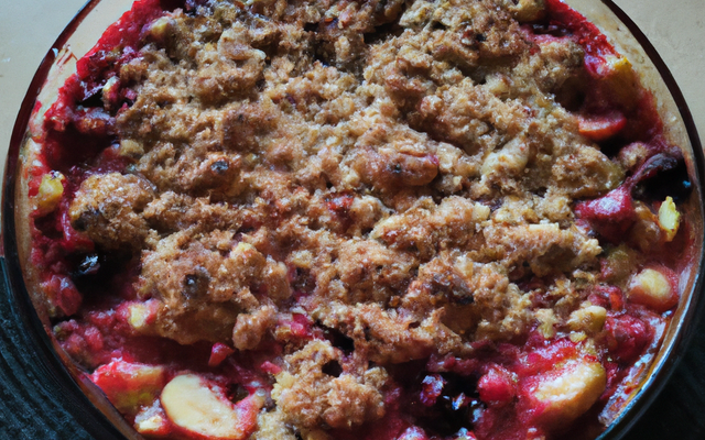 Crumble aux pommes et aux fruits rouges.