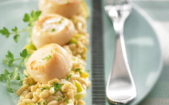 Ebly aux saint jacques et au poireau