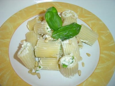 Pâtes farcies chévre, ricotta et basilic