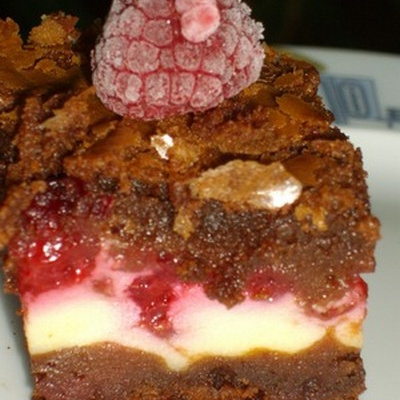 Brownie cheese cake aux framboises
