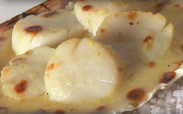 Coquille Saint-Jacques gratinée dans sa coquille