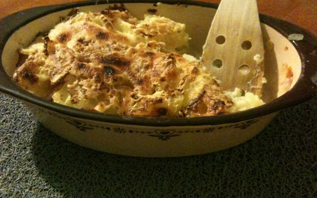 Gratin de pommes de terre sauce crémeuse au chèvre