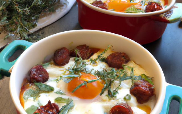 Œufs cocotte au chorizo et à l'estragon rapides