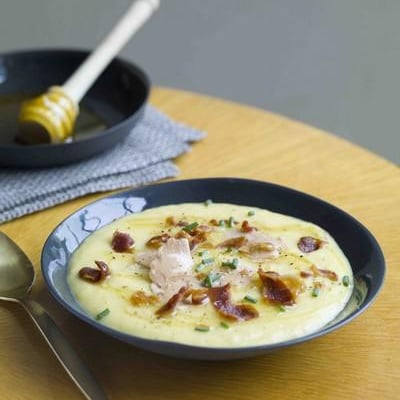 Soupe de maïs et céleri au miel de Fleurs