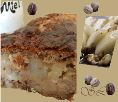Gâteau miellé aux poires et aux noix