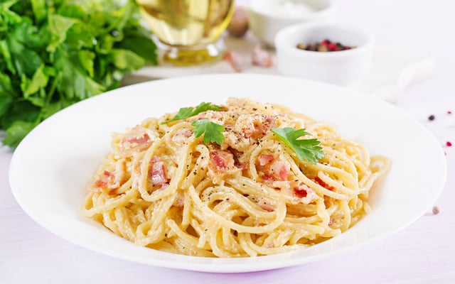 Pâtes à la crème fraîche et au jambon