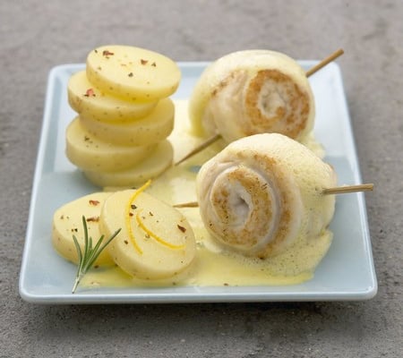 Filets de sole et Pom'Express à l'orange en cappuccino