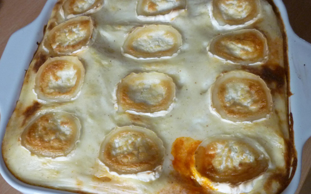 Lasagnes brocolis, saumon, chorizo et chèvre