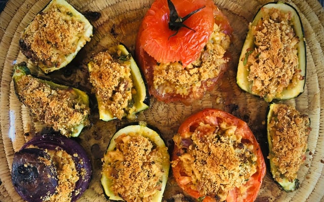 Petits légumes farcis au poulet et citron confit