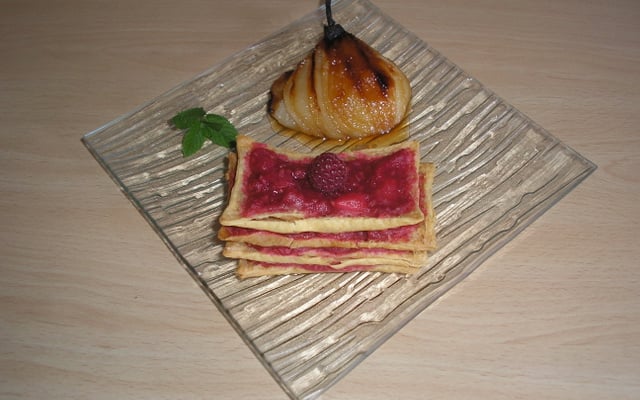Feuilletés poires framboises