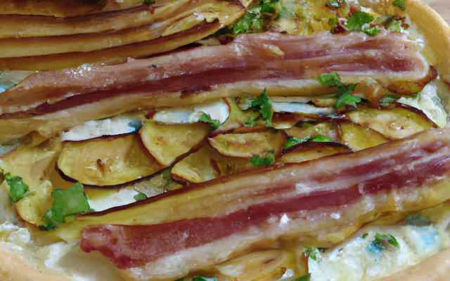 Tarte aux poires bacon et roquefort