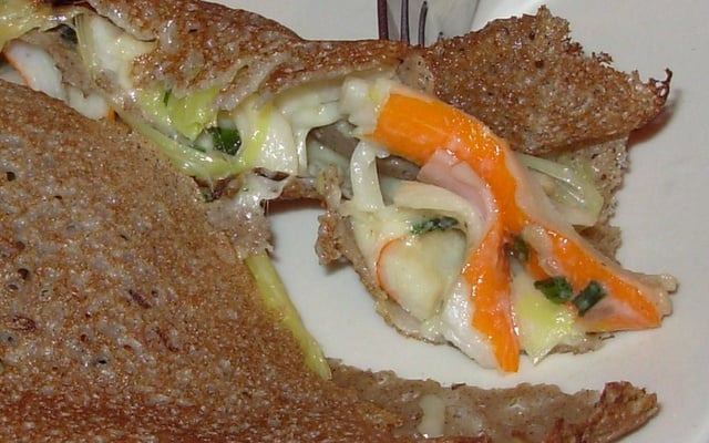 Galette à la fondue de poireaux et au surimi économique