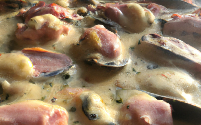 Moules à la crème de jambon