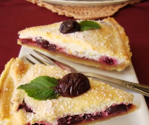 Tarte ricotta-cerises