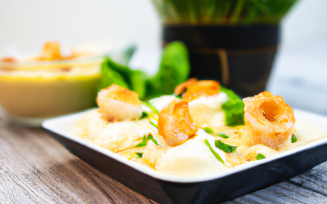 Crevettes et saint-jacques cremées à la ciboulette