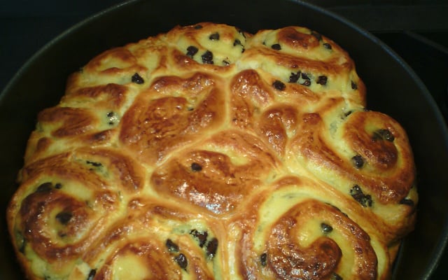 Chinois crème pâtissière et pépites de chocolat