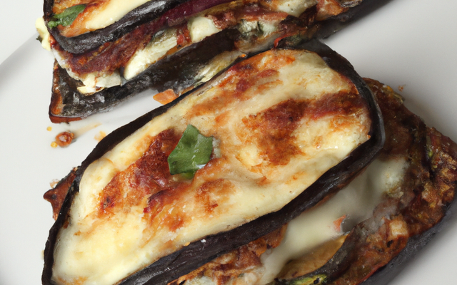 Croque monsieur aux aubergines et mozzarella