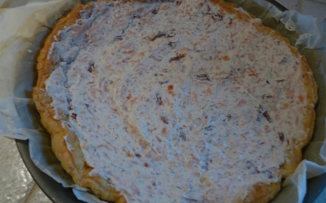Tarte riccota, saumon fumé et tomates séchées