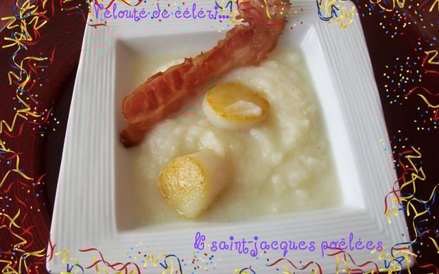 Velouté de céleri, saint-jacques poêlées