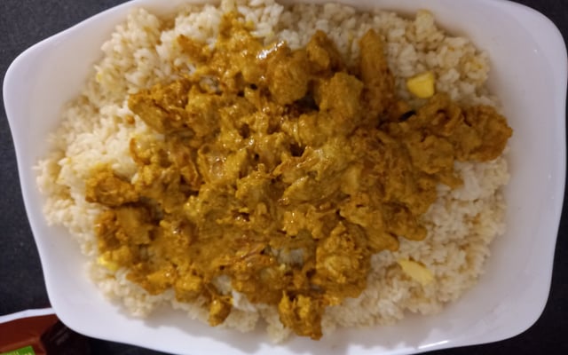 Riz à la crème et dinde au curry