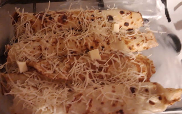Crêpes fourrées jambon et champignons