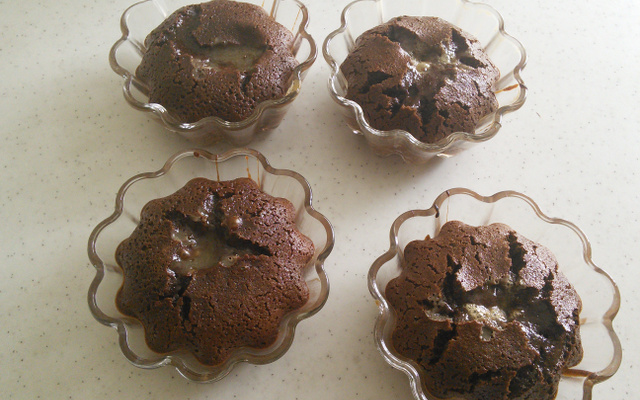 Fondant au chocolat-cœur coulant de caramel beurre salé