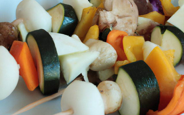 Bar et brochettes de légumes