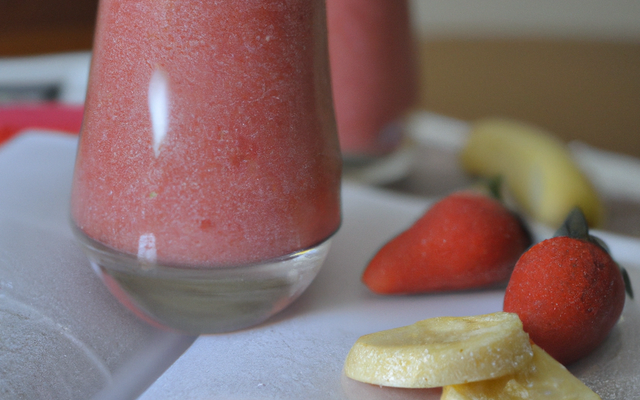 Smoothie gourmand aux deux fraises et à la banane