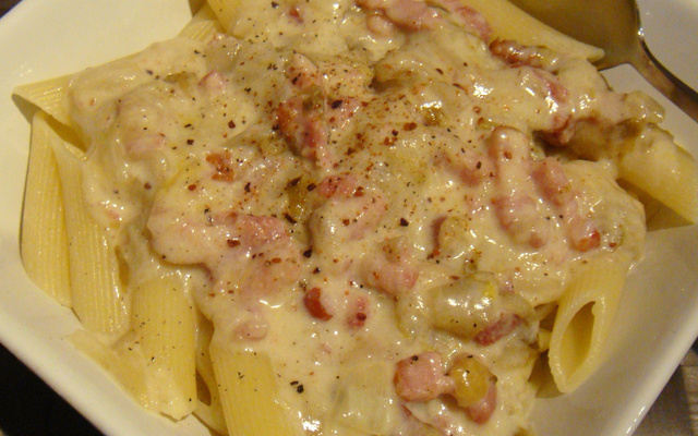 Pennes aux chicons et lardons