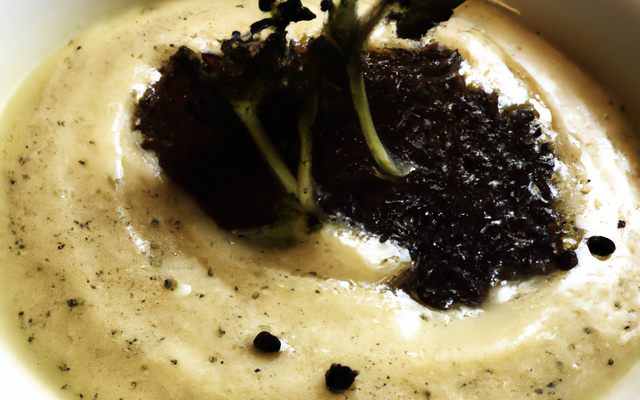 Crème de poireau au jus de truffe