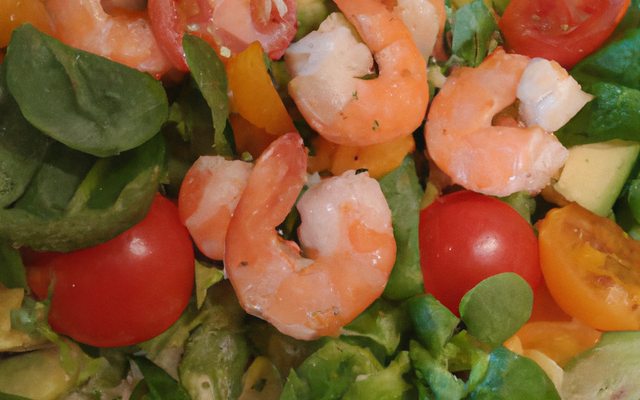 Salade cruditées et crevettes