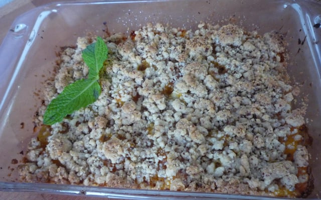 Crumble poires abricots