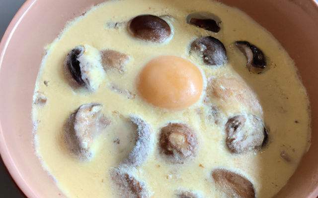 Œufs cocotte, crème de laitue et champignons