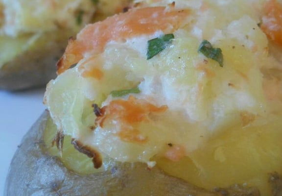 Pommes de terre farcies au saumon fumé