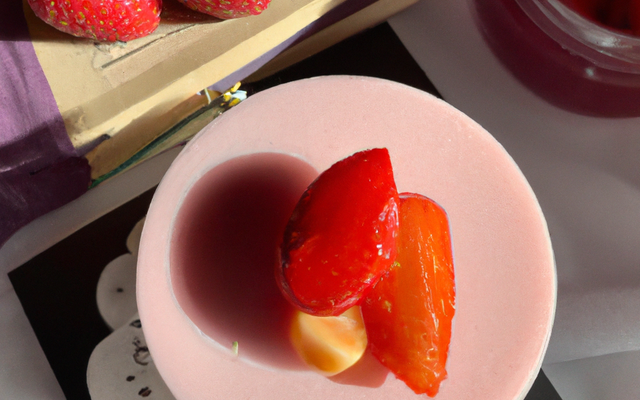 Mousse de fraise et confiture fraise litchi rose