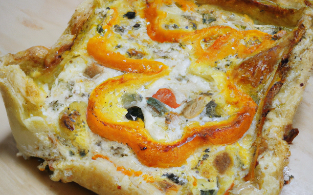 Tourte aux poivrons et crottin