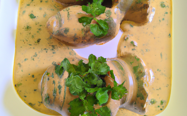 Cornes de gatte au persil plat et sa sauce aux herbes