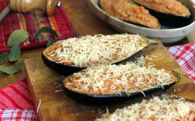 Aubergine farcie au jambon